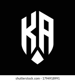 monograma de logotipo de ka con plantilla de diseño de estilo de escudo de emblema