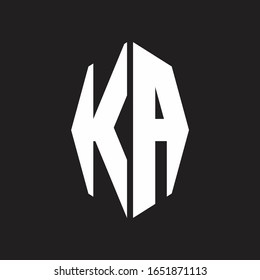 KA Logo monogram with octagonal ribbon style design template