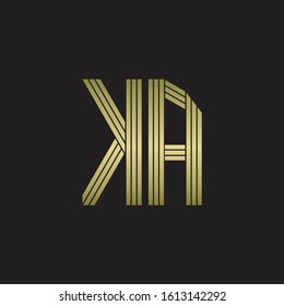 KA Logo monogram outline style linked isolated with gold colors