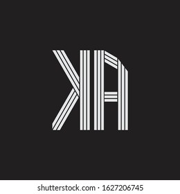 KA Logo monogram with outline style linked isolated on black background