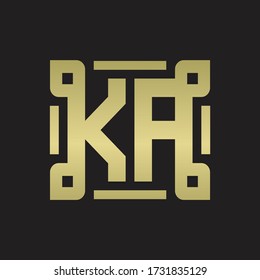 KA Logo monogram with piece line art design template