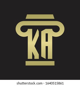 KA Logo monogram with pillar style design template with gold colors