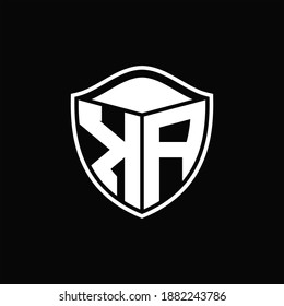 KA Logo monogram shield shape with outline rounded design template on black background