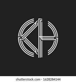 KA Logo monogram triple ribbon style line design template isolated on black background