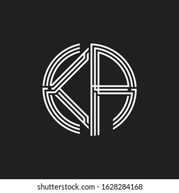 KA Logo monogram triple ribbon style line design template isolated on black background