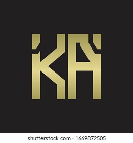 KA Logo with squere shape design template with gold colors