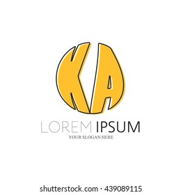 KA Logo. Vector Graphic Sphere Branding Letter Element. White Background