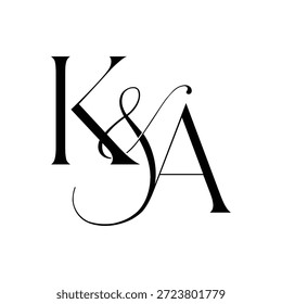 Logotipo de la letra de las iniciales del monograma KA