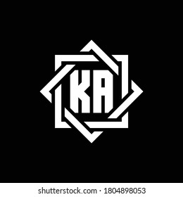 KA monogram logo with abstract square around design template