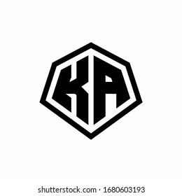 KA monogram logo with hexagon shape and line rounded style design template isolated on white background