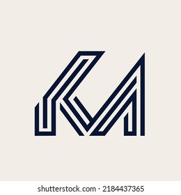 KA monogram logo. Letter a, letter k signature icon. Alphabet initials isolated on light background. Lettering sign. Modern deco design, web, tech, corporate style characters. Geometric typography.