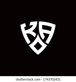 KA monogram logo with modern shield style design template isolated on black background