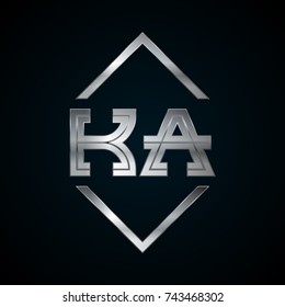 KA Monogram, Metal Logo, Silver Logo