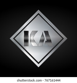 KA Monogram, Silver Logo, Metal Logo, Luxury, Elegant, Abstract, square