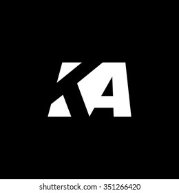 KA negative space letter logo black background