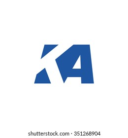 KA negative space letter logo blue