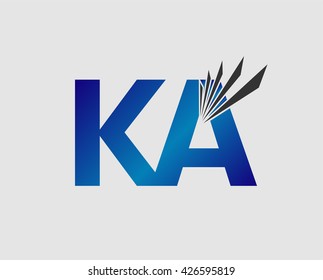KA negative space letter logo blue
