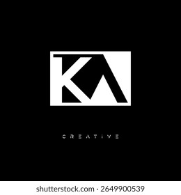 KA Negative Space Monogram - logotipo minimalista da marca da letra preta e branca para a marca criativa, identidade da moda e conceitos de design modernos
