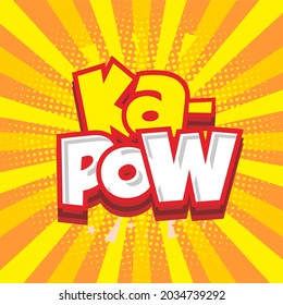 ka pow text illustration isolated on comic yellow background