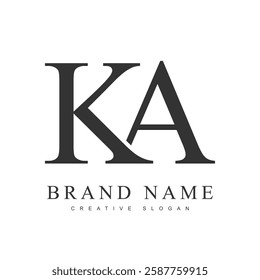 KA trendy logotype template. Initial letter k and a classic font style. Creative logo for company name or identity. Vector illustration.