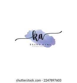 KA Watercolor Signature Logo - Handwritten Vector Logo Template