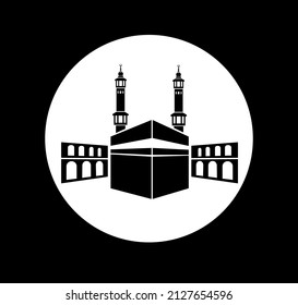 Kaaba al Haram vector icon. Kaaba vector with black and white color. Al Haram kaaba illustration flat illustration.