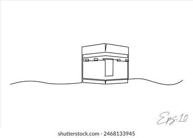 Kaaba building continuous line vector illustration