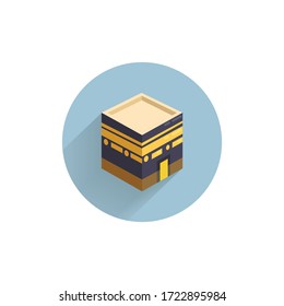kaaba colorful flat icon with long shadow. kaaba islam flat icon