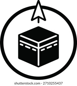 Conjunto de iconos de brújula Kaaba. Musulmanes rezan dirección a la Meca. Peregrinación islámica Hajj o Ilustración vectorial umrah. Guía kaaba minimalista.