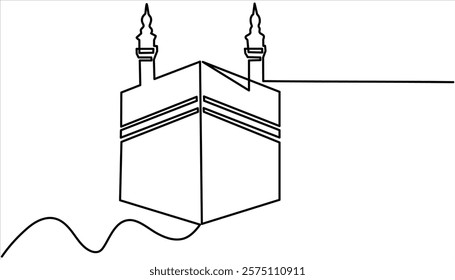 Kaaba continuous one line drawing illustration