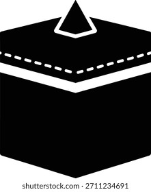 Kaaba kubischen Gebäude mit Spitze in Mekka qibla Richtung Symbol. Islamische heilige Stätte muslim beten Symbol auf transparentem Hintergrund.