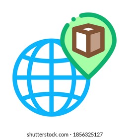 Kaaba Geolocation auf dem Planeten Symbol Vektorgrafik. Kaaba Geolocation auf dem Planeten Schild. Illustration von Farbzeichen