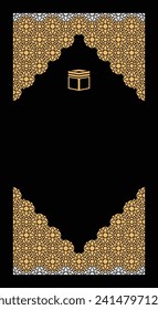 kaaba geometric pattern prayer rug 094