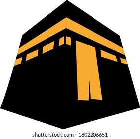 Kaaba haji, Mecca, prayers, pilgrimage, Ramadan, Islam, Muslim mosque icon, vector symbol, flat illustration