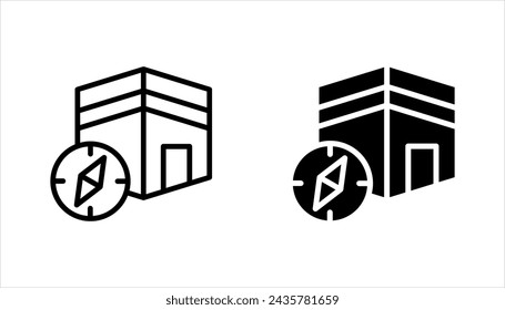 Kaaba of hajj building line icon set. linear style sign for mobile concept and web design. vector illustration on white background