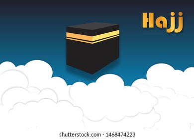 Kaaba  for hajj mabroor in Mecca Saudi Arabia, mean ( pilgrimage steps from beginning to end - Arafat Mountain ) for Eid Adha Mubarak  - hajj ritual vector