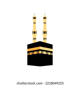 Kaaba hajj Mecca pray pilgrimage Ramadan Islam muslim mosque icon vector symbol illustration flat