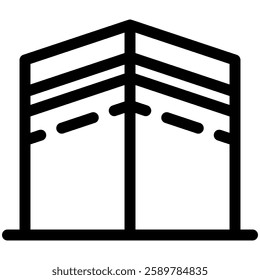 Kaaba icon in black outline style