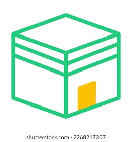kaaba icon duotone green yellow style ramadan illustration vector element and symbol perfect. Icon sign from modern collection for web.
