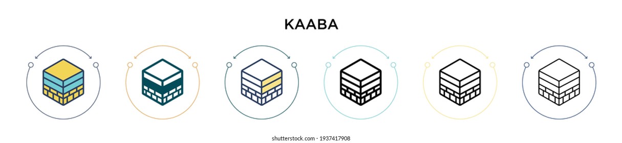 Kaaba icon in filled, thin line, outline and stroke style. Vector illustration of two colored and black kaaba vector icons designs can be used for mobile, ui, web