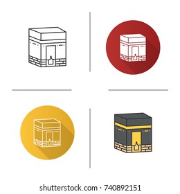 Kaaba icon. Flat design, linear and color styles. Hajj. Muslim shrine. Isolated vector illustrations