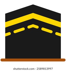 kaaba icon in flat outline style
