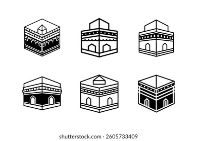 kaaba icon line art vector illustration