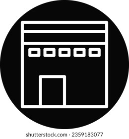 Kaaba icon line rounded black white colour ramadan illustration vector element and symbol perfect.