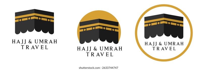 Ícone Kaaba. Ilustração do vetor da mesquita de Kaaba mecca. Adequado para temas Hajj, Ramadã ou islâmicos.
