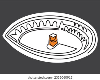 Kaaba icon. One line drawing of Kaaba in Masjidil Haram of Mecca, Saudi Arabia, as mecca of Muslim worship. Vector illustration drawing of Kaaba, symbol of Hajj, umrah and hijra of Prophet. 