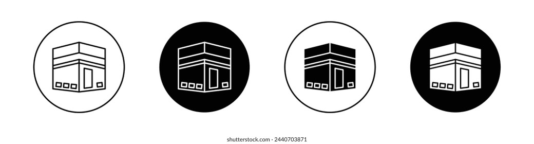 Kaaba-Symbol-Set. Islamisches Makkah-Madina-Gebäude Vektor-Symbol. muslimische Religion Mekka-Hadsch-Zeichen.