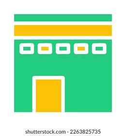 kaaba icon solid green yellow style ramadan illustration vector element and symbol perfect. Icon sign from modern collection for web.