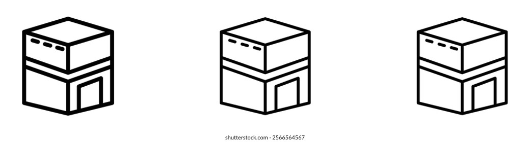 Kaaba icon in tree different line stroke sizes.