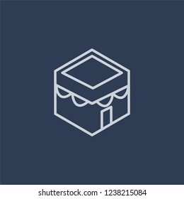 Kaaba icon. Trendy flat vector line Kaaba icon on dark blue background from Religion  collection. 